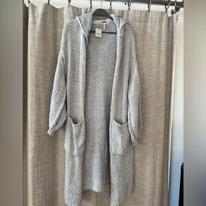 Free People Gray Hooded Cardigan